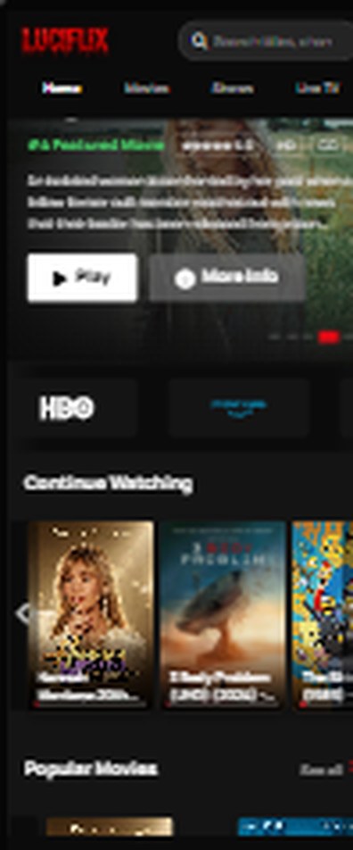 Luciflix home screen on a phone